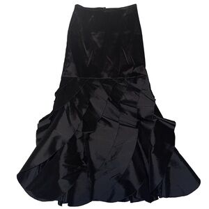 Tadashi Shoji Black Satin Maxi Skirt